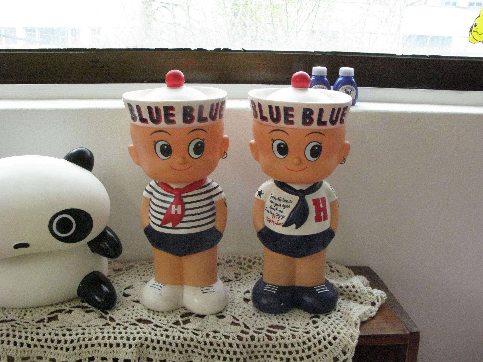 빈티지 블루블루 마린 보이 저금통 세트
