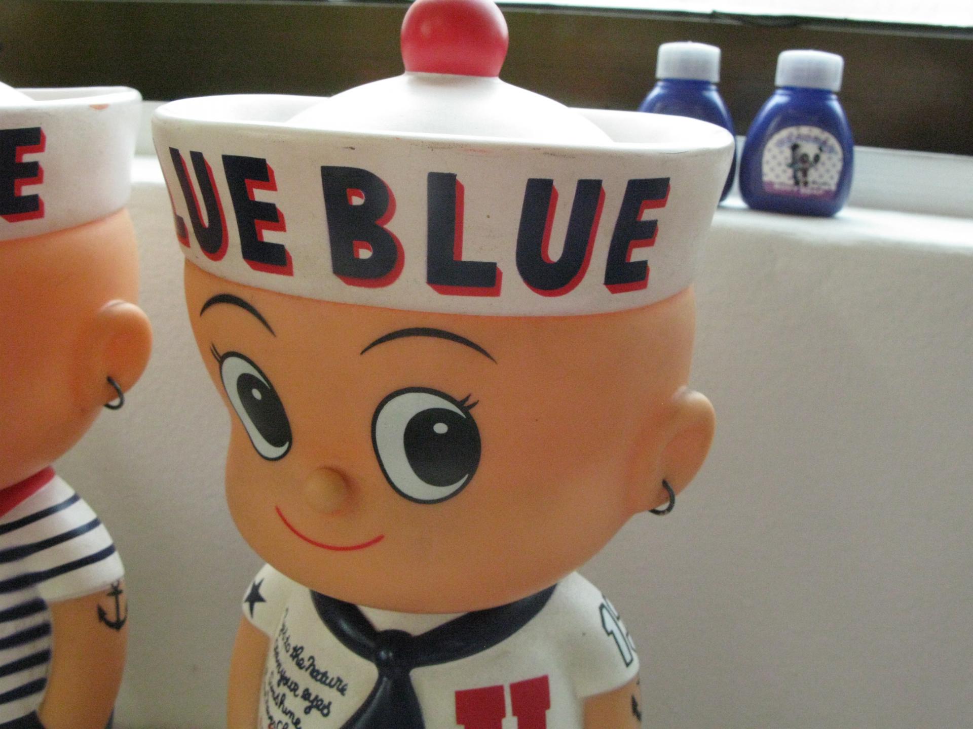 빈티지 블루블루 마린 보이 저금통 세트