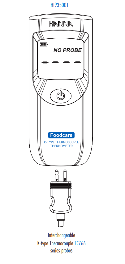 Hanna Foodcare K-Type Thermocouple Thermometer with Interchangeable Probe - HI935001