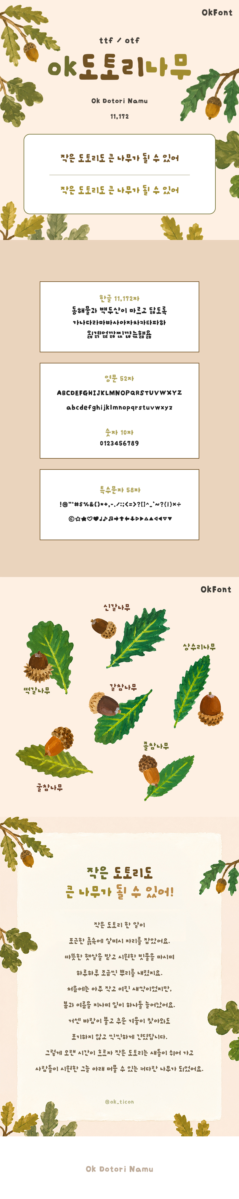 [⏰Special Price] Ok DotoriNamu Korean Font