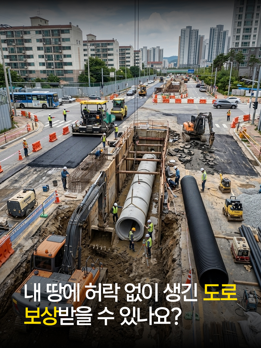 내 땅에 허락 없이 생긴 도로 보상 받을 수 있나요?