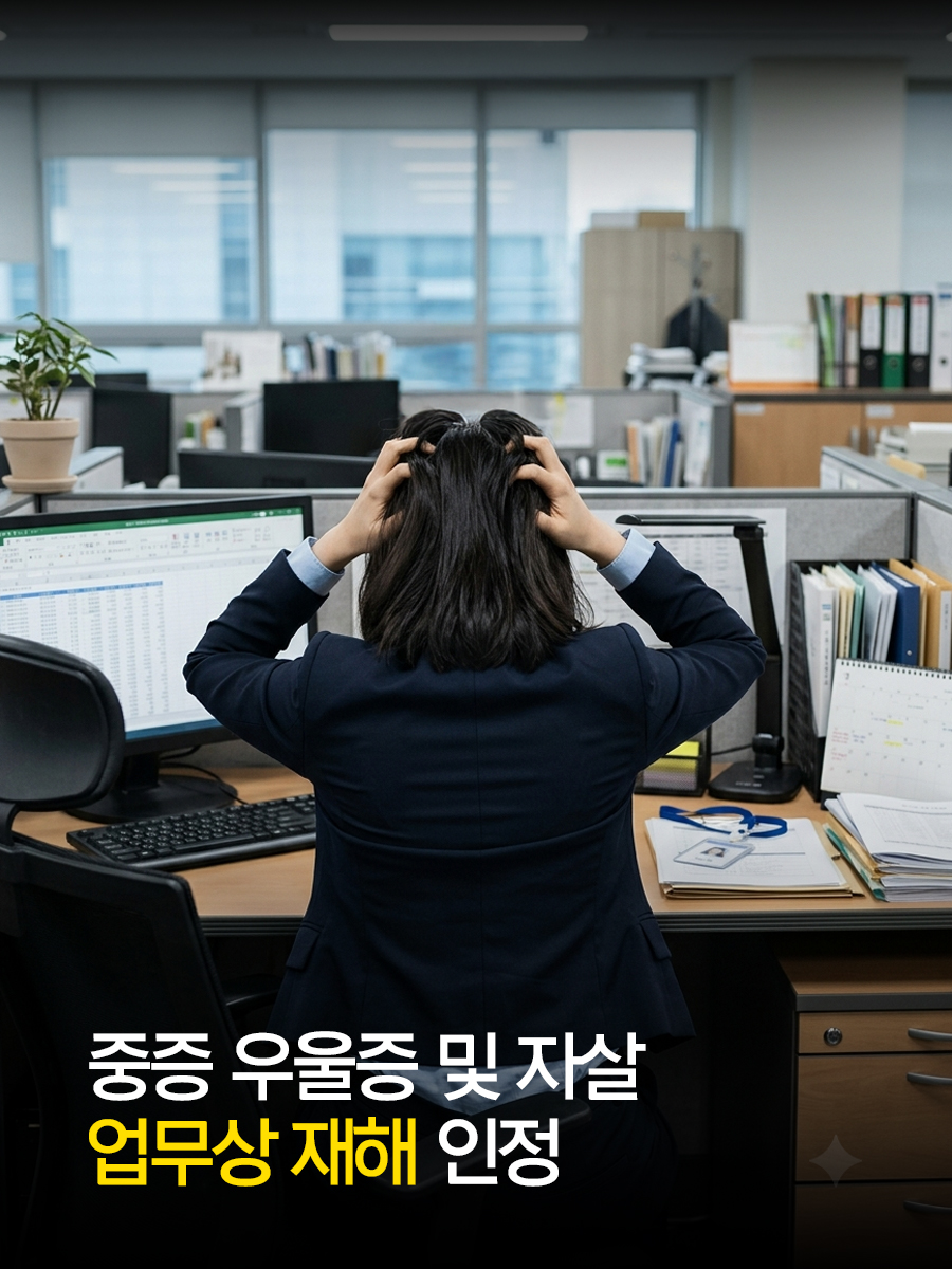 중증 우울증 및 자살 업무상 재해 인정