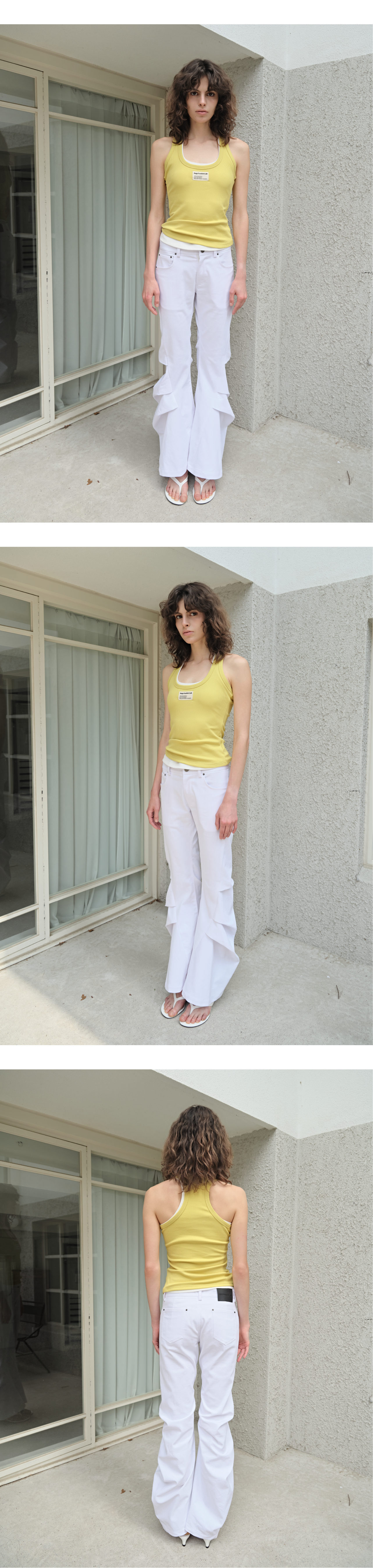 Canvas mini tag rib tank top_mustard yellow