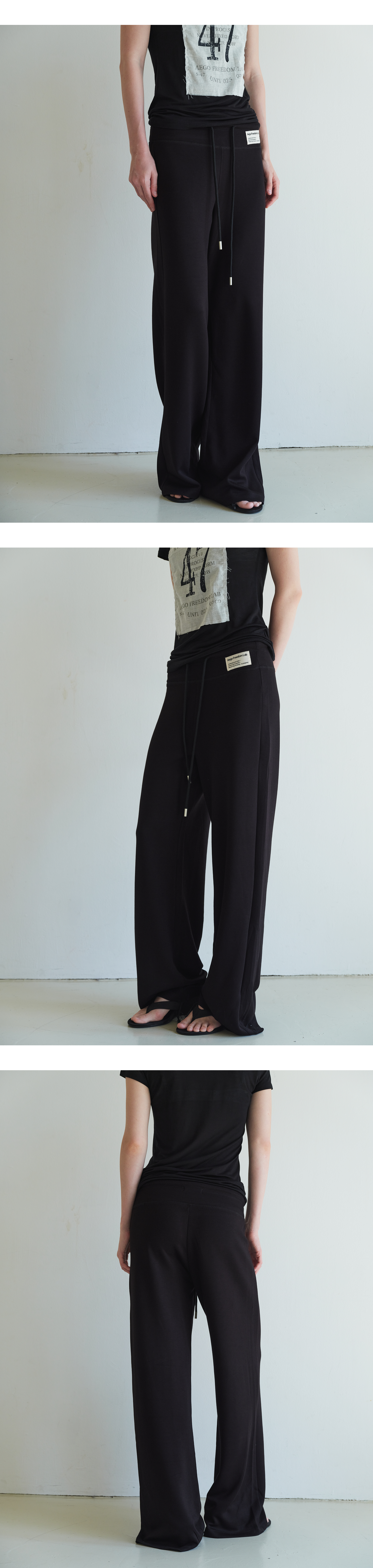 Canvas mini tag straight sweatpants_black