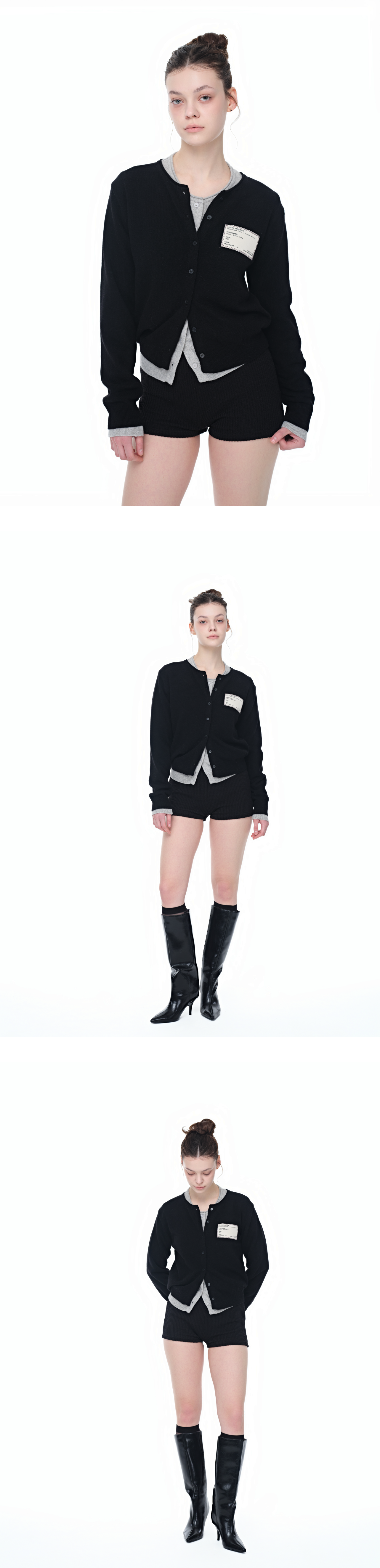 [4rd Re-order] Canvas stitch tag cardigan_black