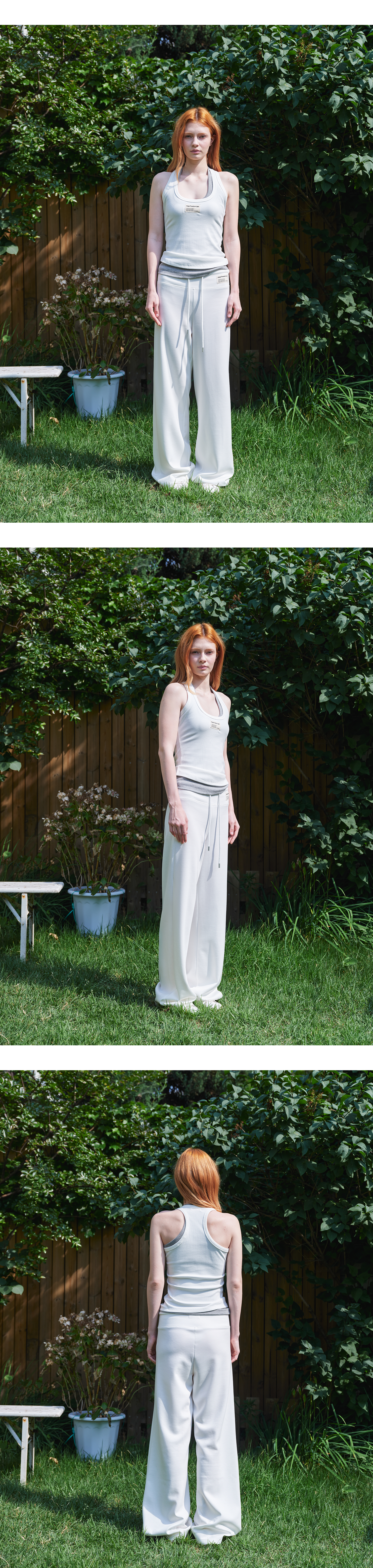 Canvas mini tag straight sweatpants_white