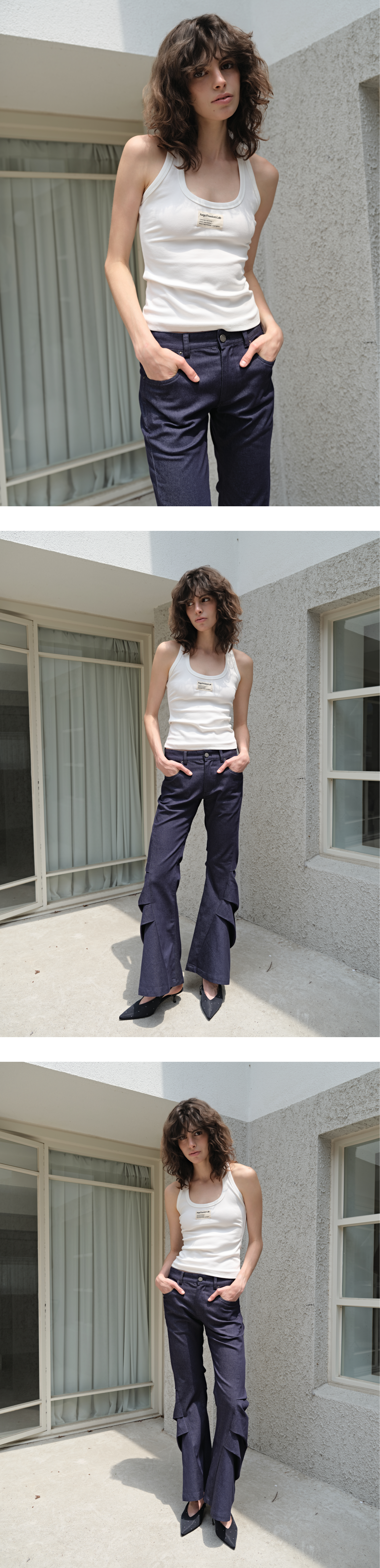 Canvas mini tag rib tank top_white