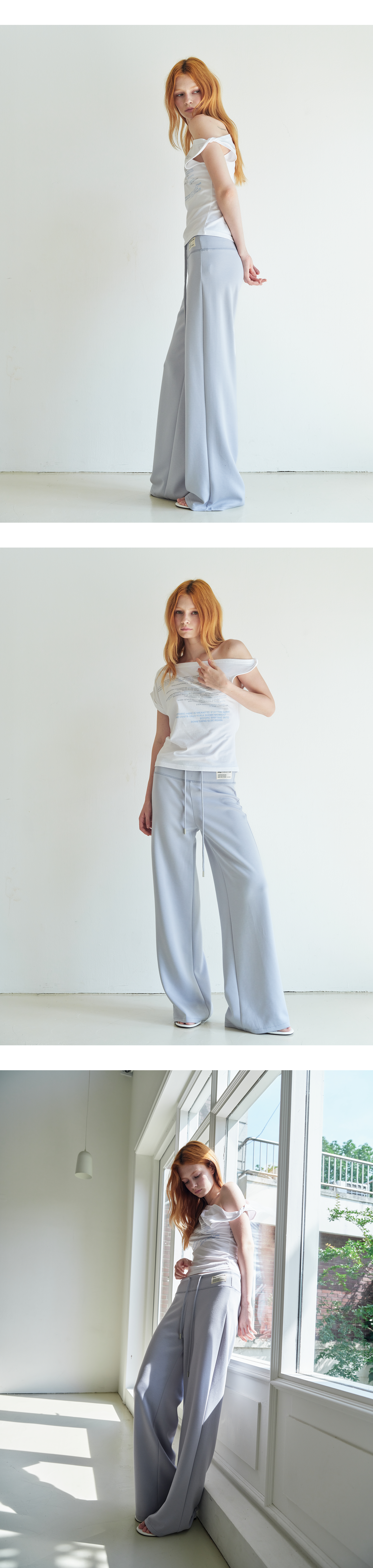 Canvas mini tag straight sweatpants_powder blue