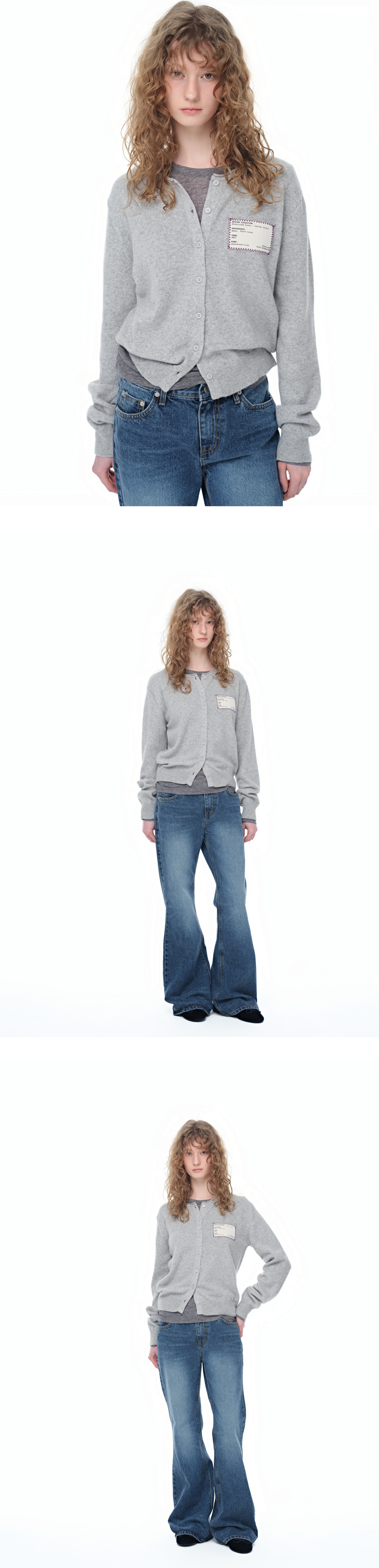 [4rd Re-order/ 당일 출고] Canvas stitch tag cardigan_gray