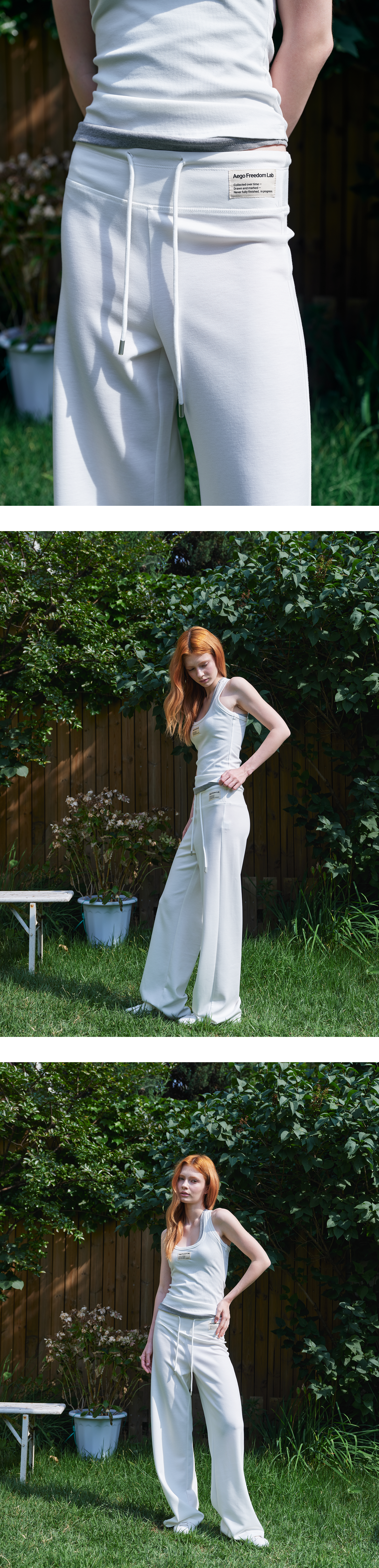 Canvas mini tag straight sweatpants_white