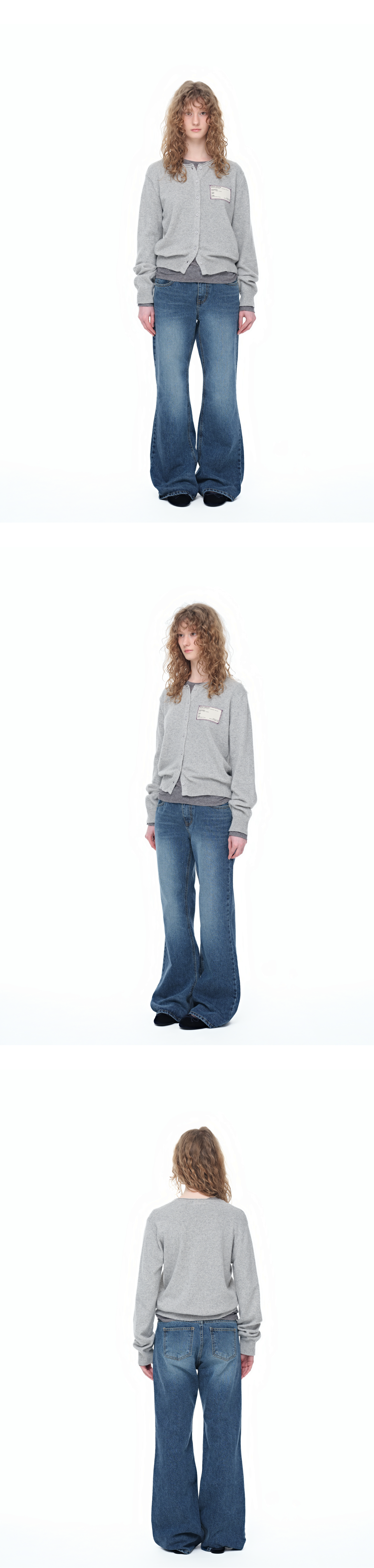 [4rd Re-order/ 당일 출고] Canvas stitch tag cardigan_gray