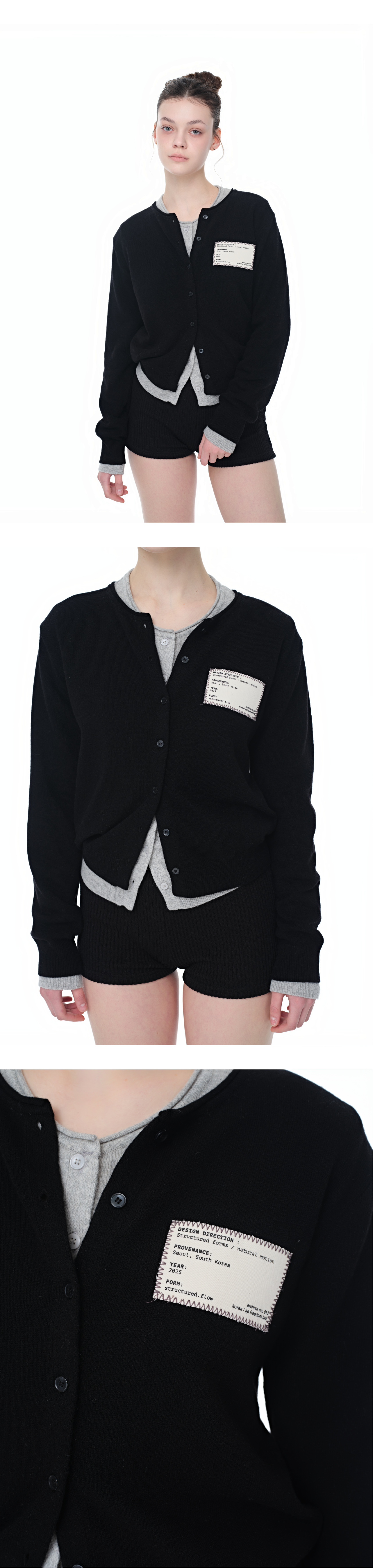 [4rd Re-order] Canvas stitch tag cardigan_black