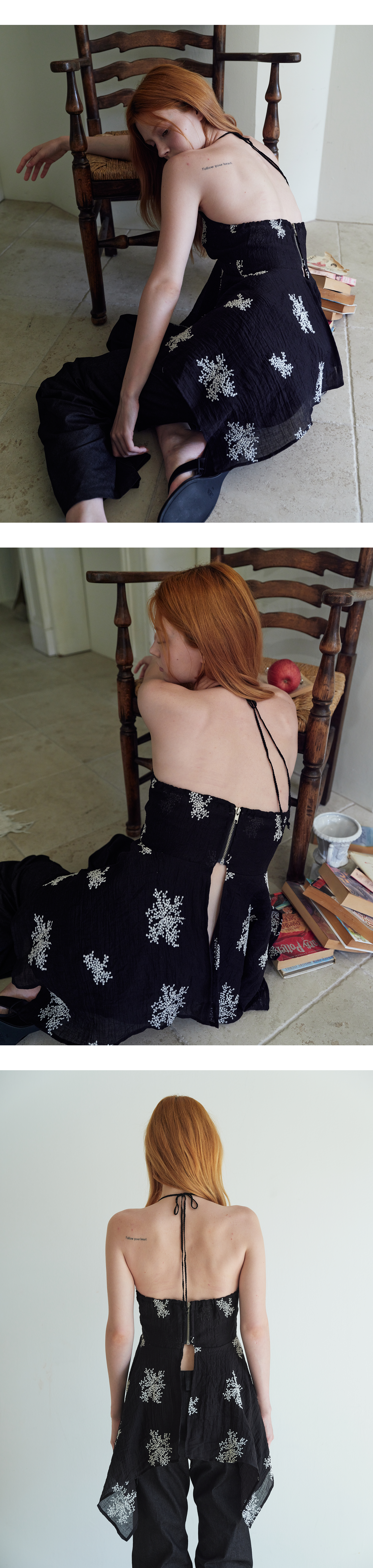 Floral halter blouse_black