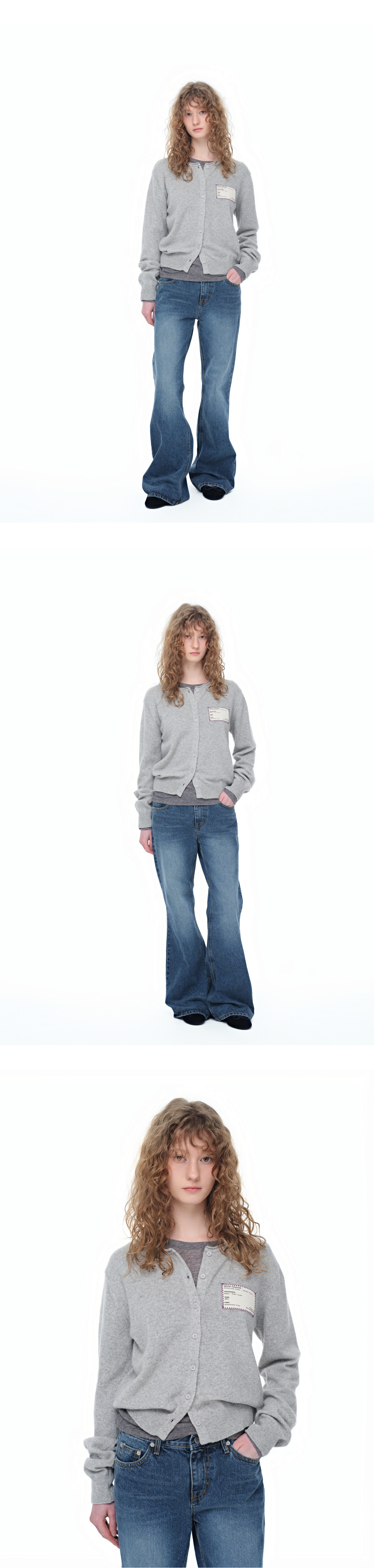 [4rd Re-order/ 당일 출고] Canvas stitch tag cardigan_gray