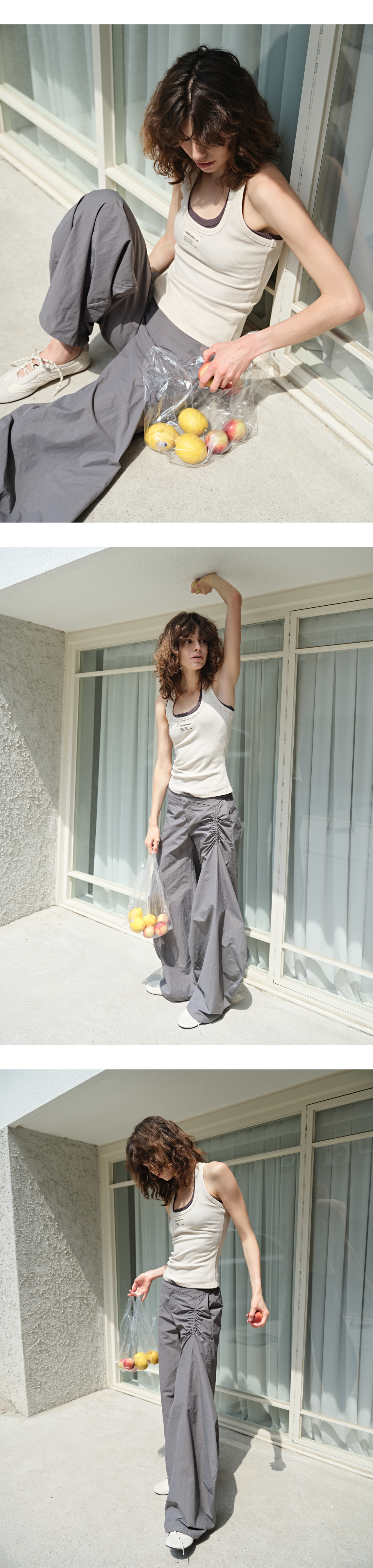 Canvas mini tag rib tank top_cream beige