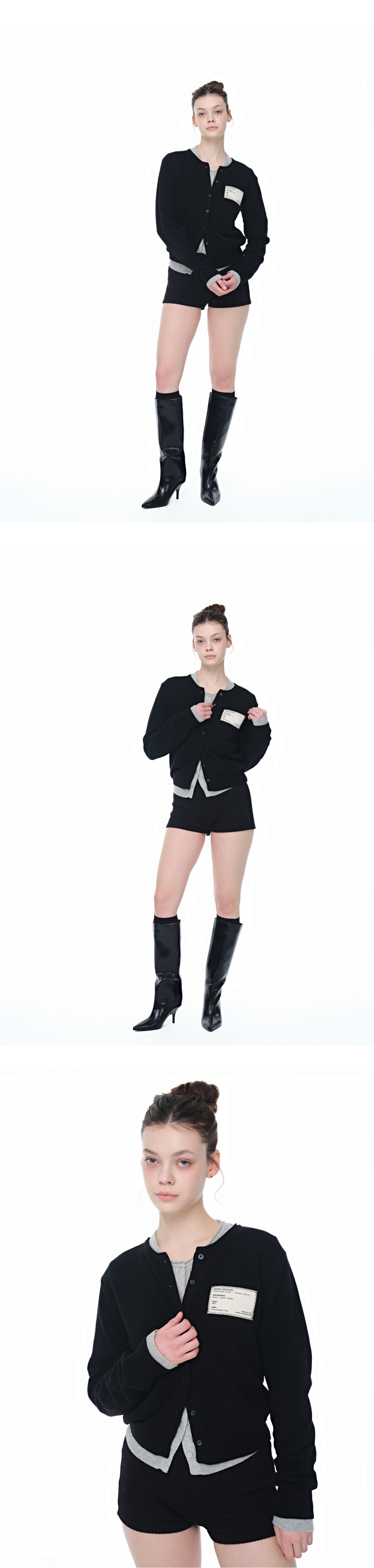 [4rd Re-order] Canvas stitch tag cardigan_black