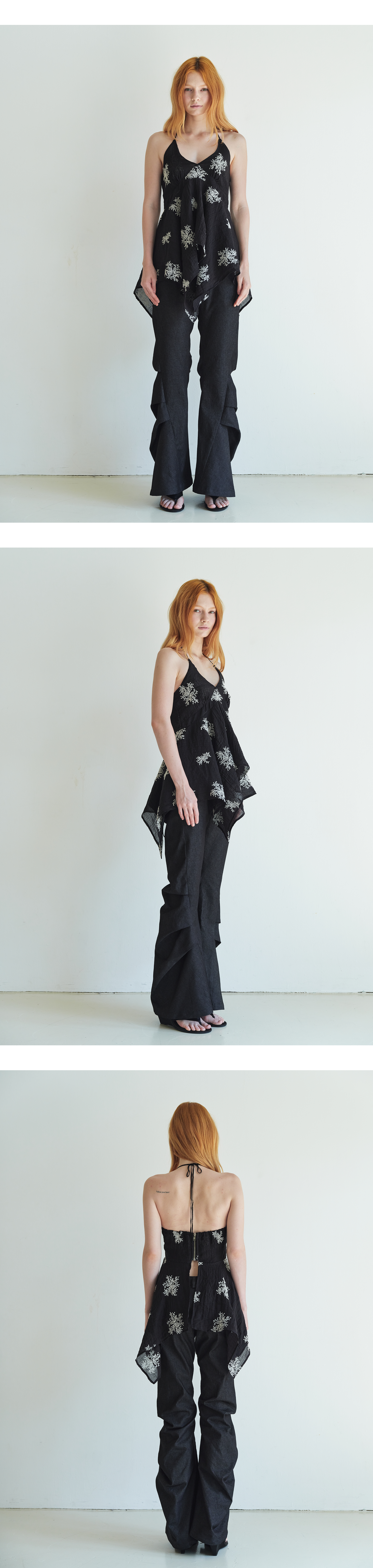 Floral halter blouse_black