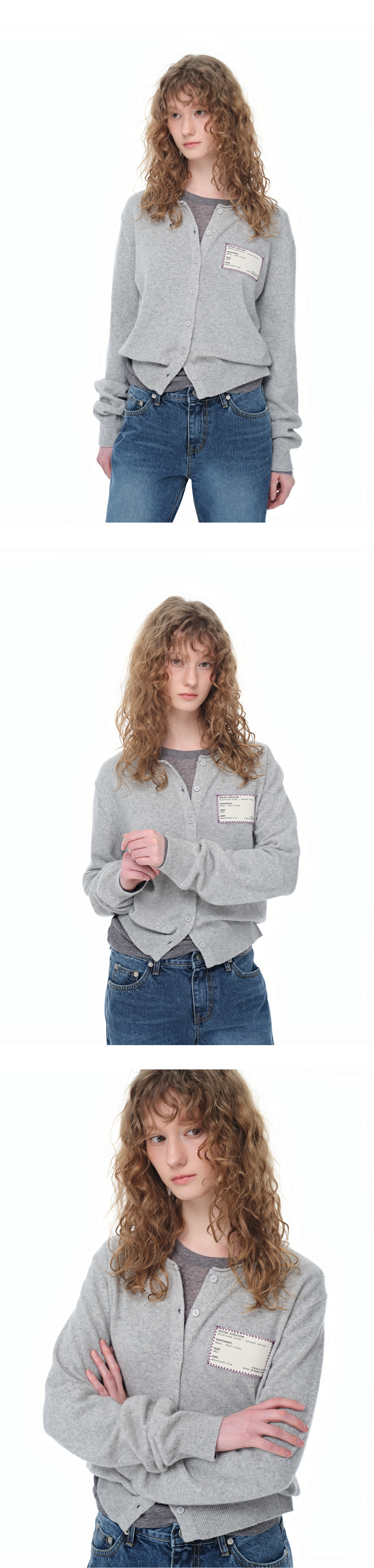 [4rd Re-order/ 당일 출고] Canvas stitch tag cardigan_gray