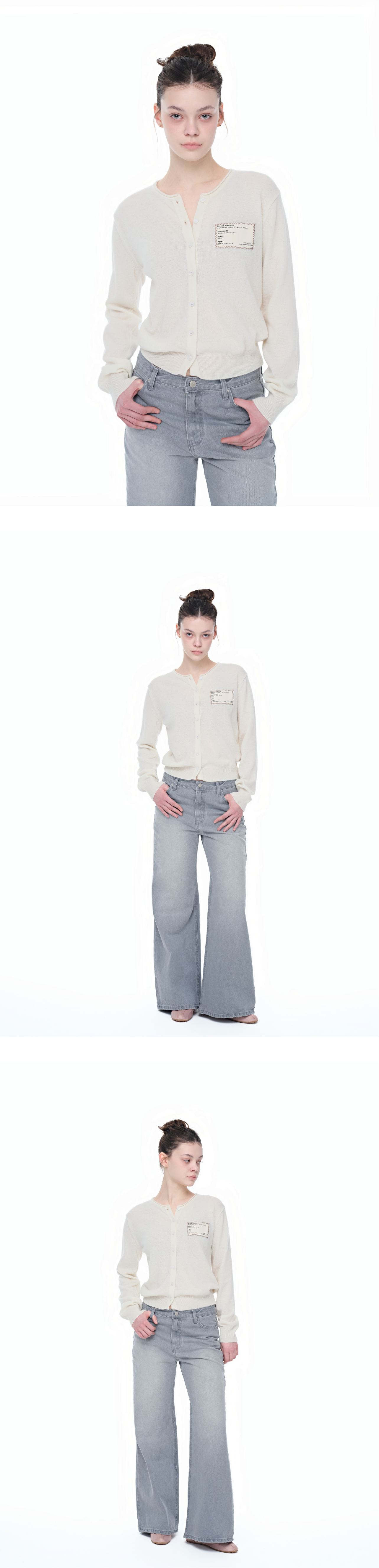 [5rd Re-order5] Canvas stitch tag cardigan_ivory