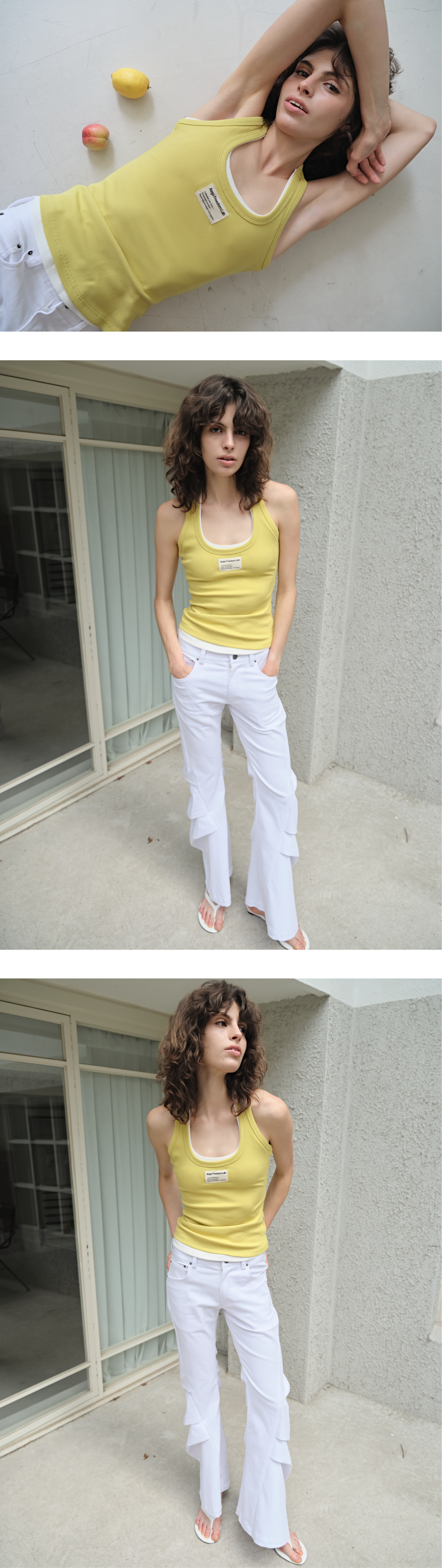 Canvas mini tag rib tank top_mustard yellow