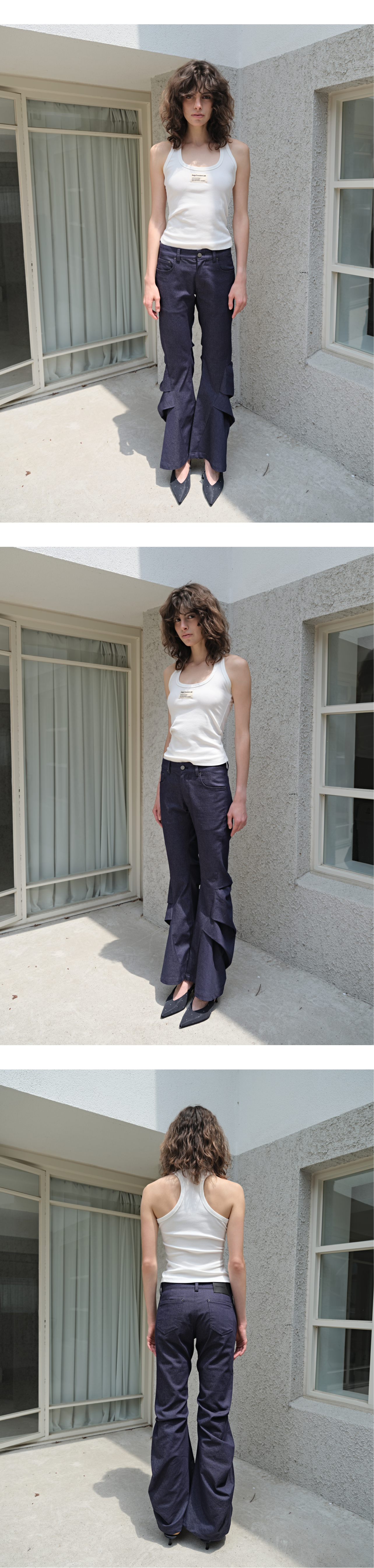 Canvas mini tag rib tank top_white