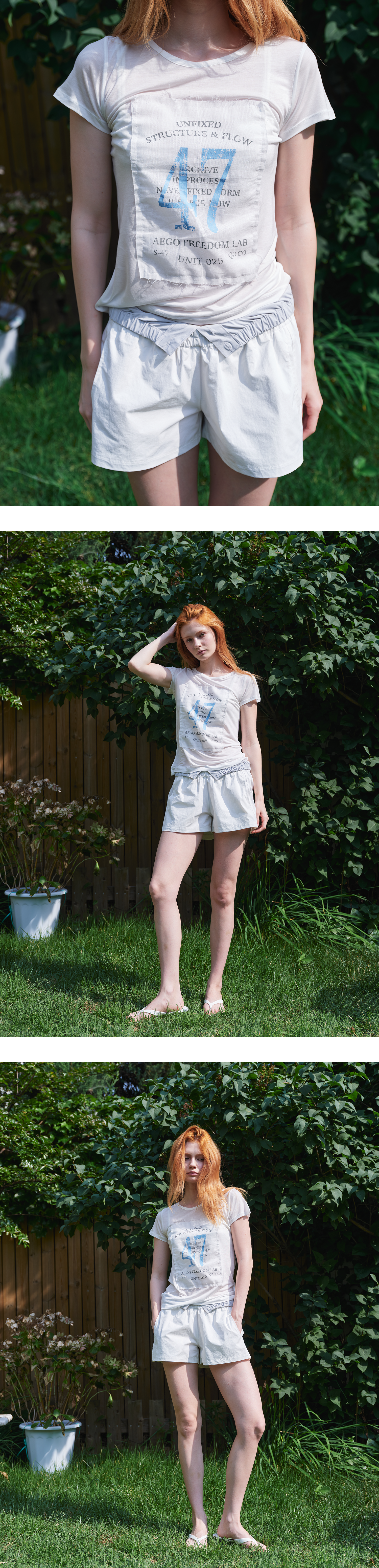 Sheer gauze patch graphic T_white
