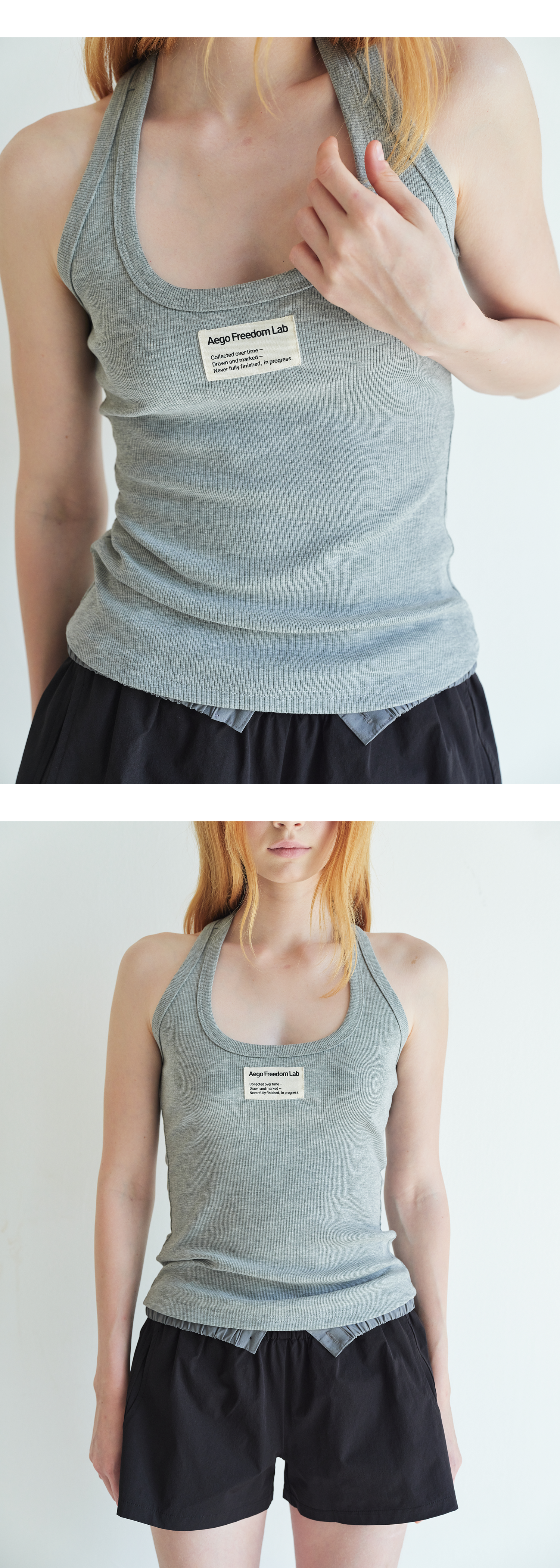 Canvas mini tag rib tank top_gray