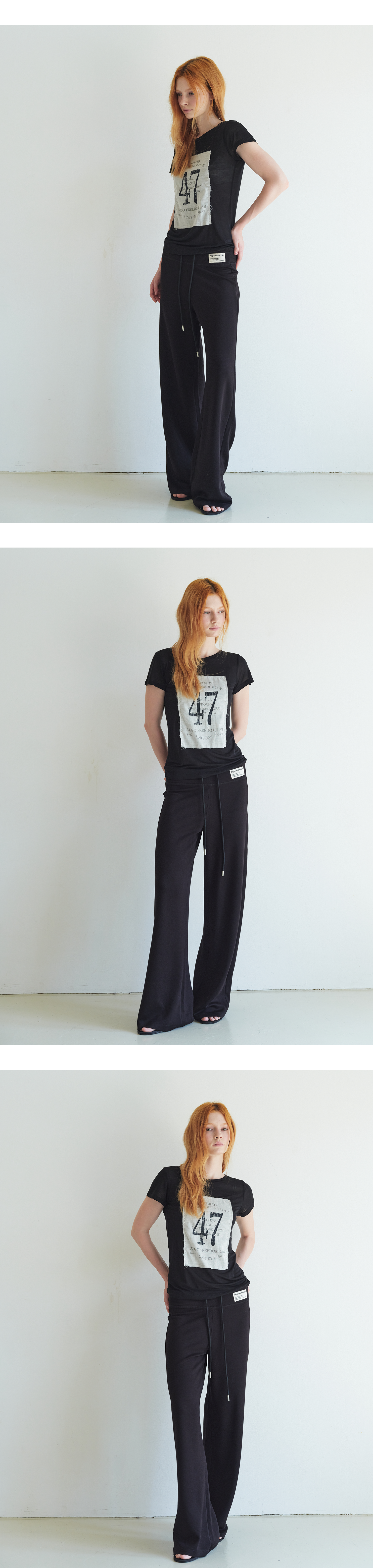 Canvas mini tag straight sweatpants_black