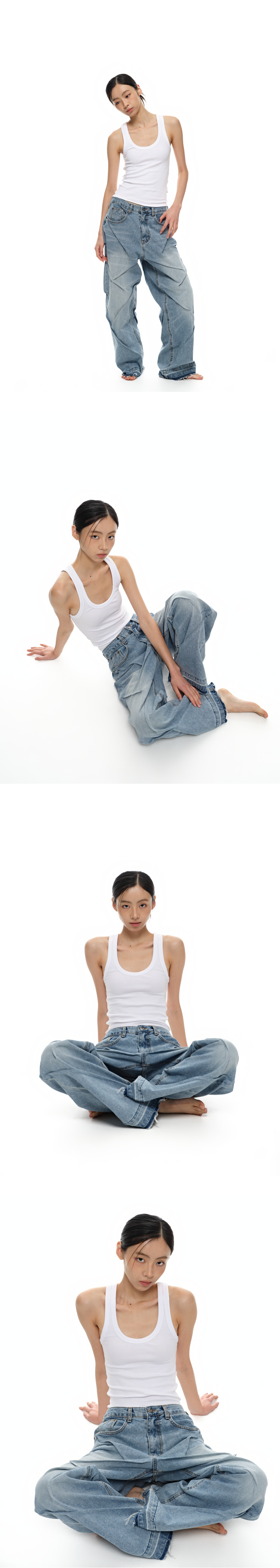[upcycle] Nip ripple denim jeans_mid wash