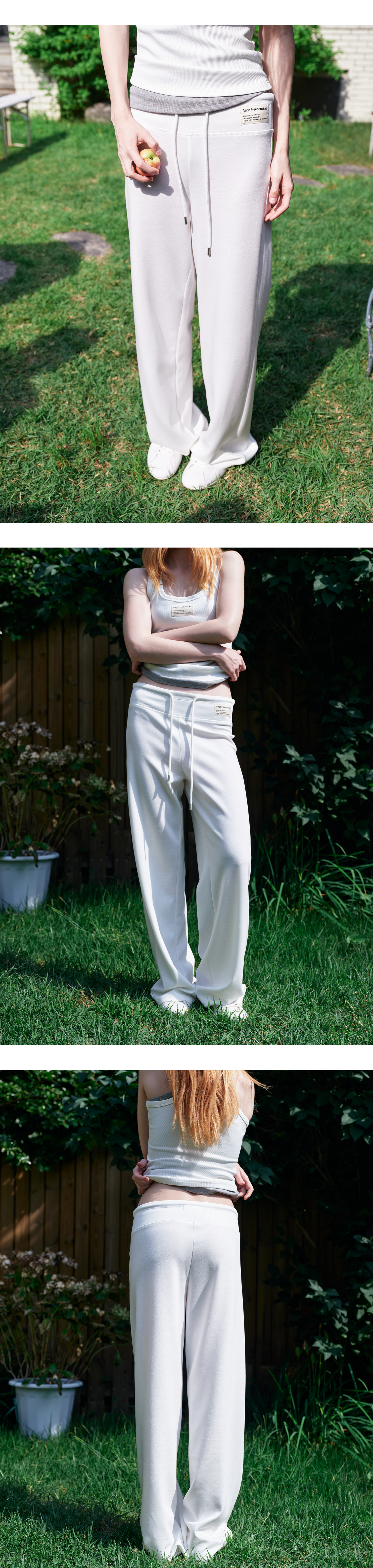 Canvas mini tag straight sweatpants_white