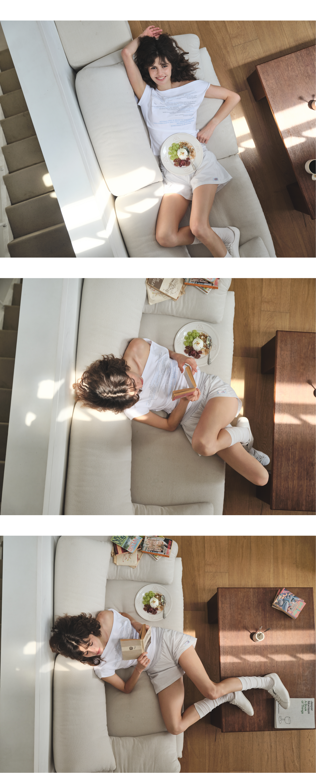 Fold-over waist stripe shorts_light gray