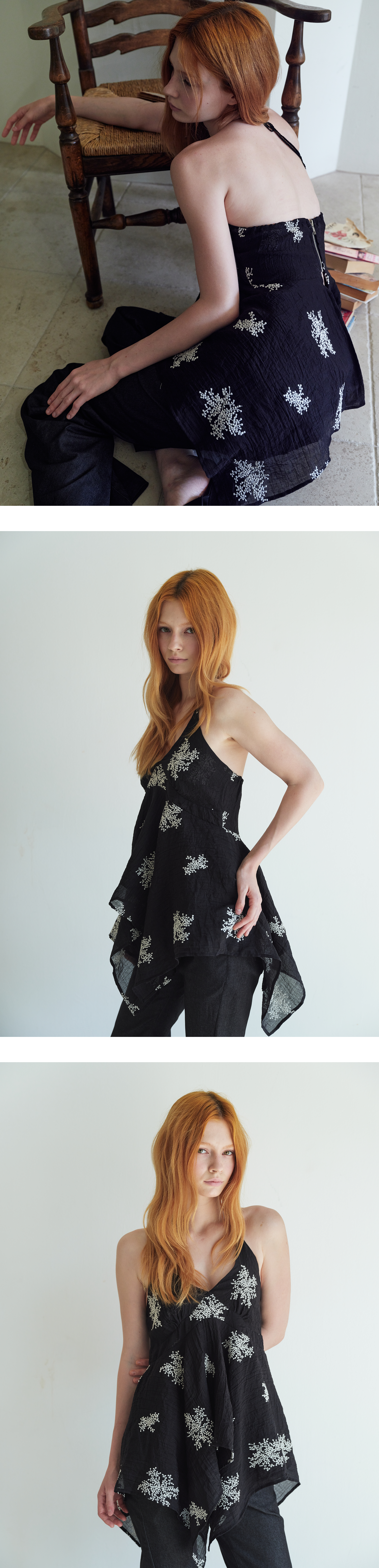 Floral halter blouse_black