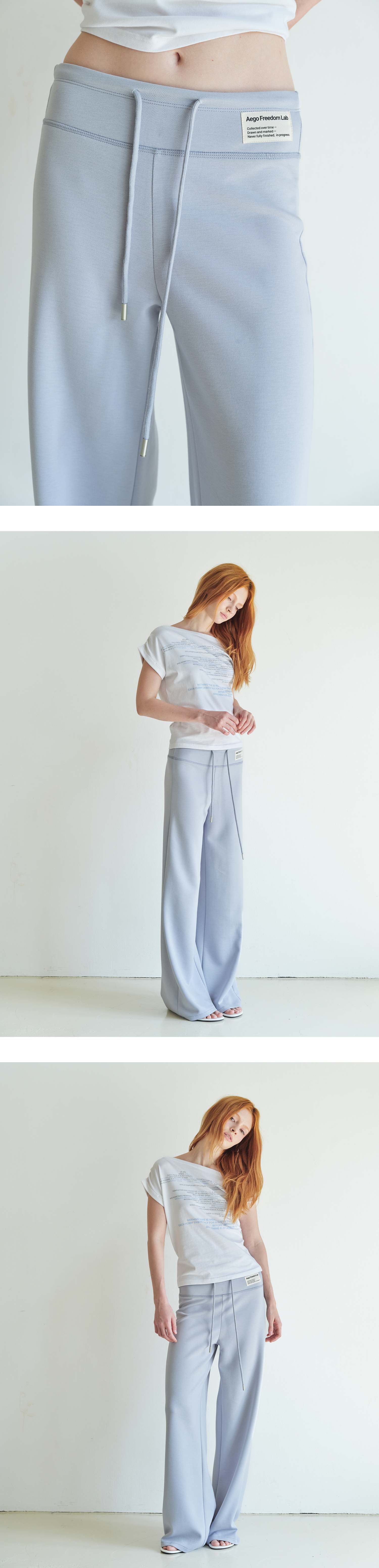Canvas mini tag straight sweatpants_powder blue