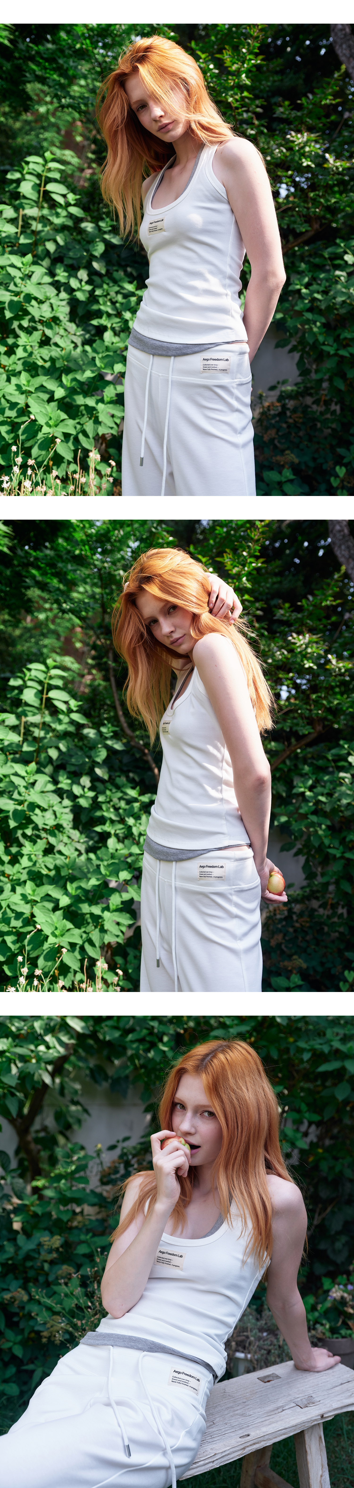 Canvas mini tag straight sweatpants_white