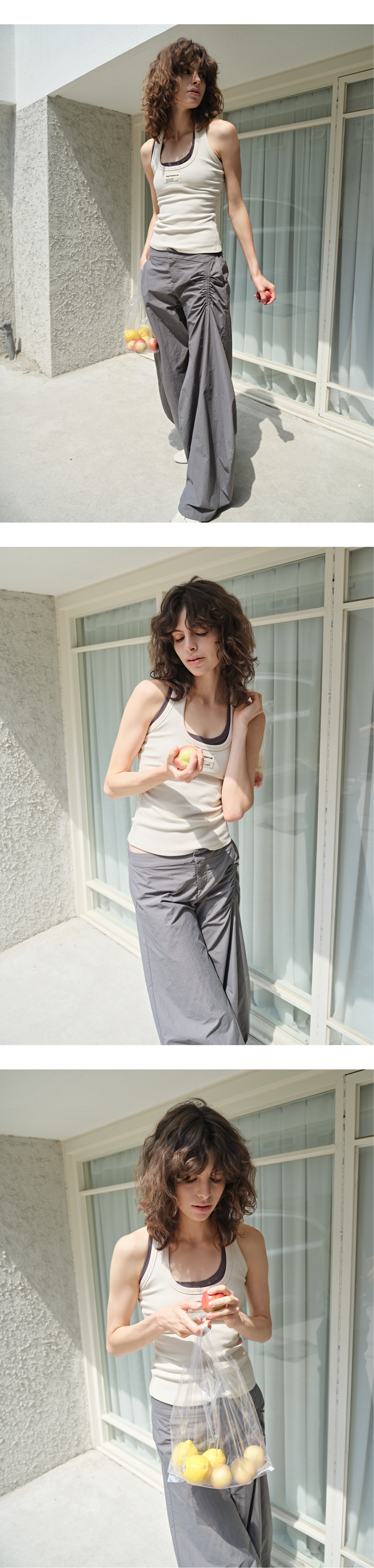 Canvas mini tag rib tank top_cream beige