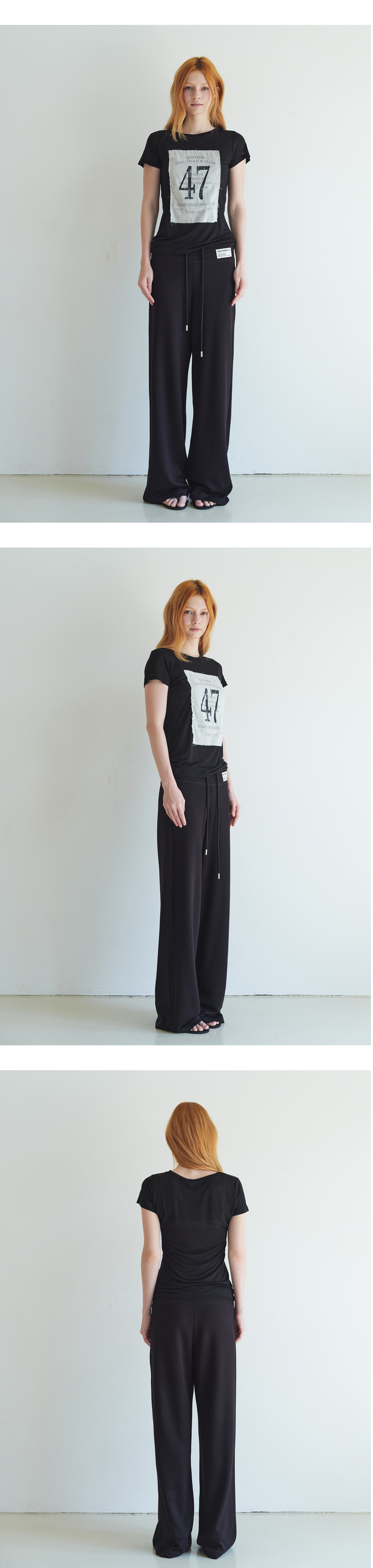 Canvas mini tag straight sweatpants_black