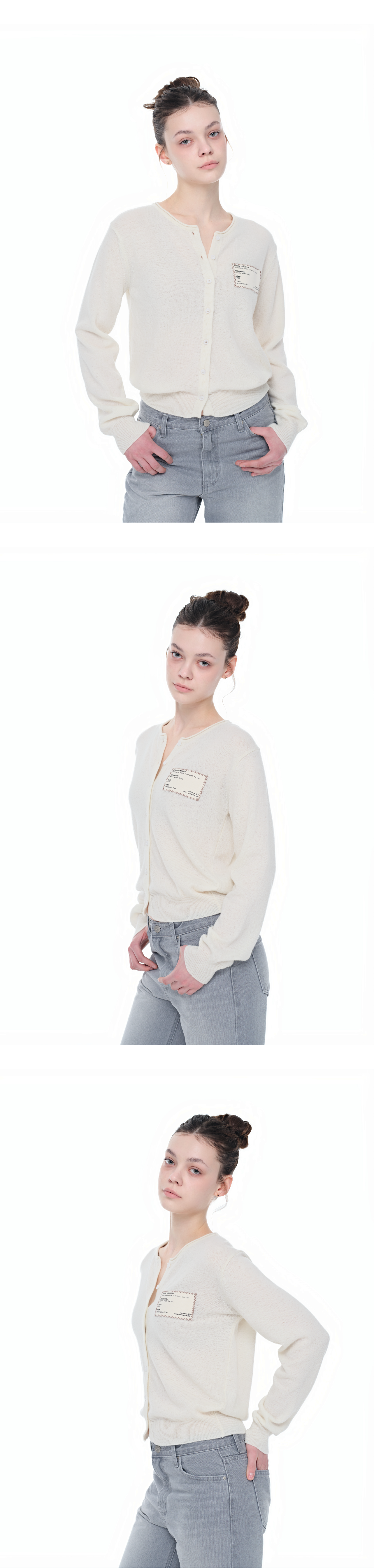 [5rd Re-order5] Canvas stitch tag cardigan_ivory