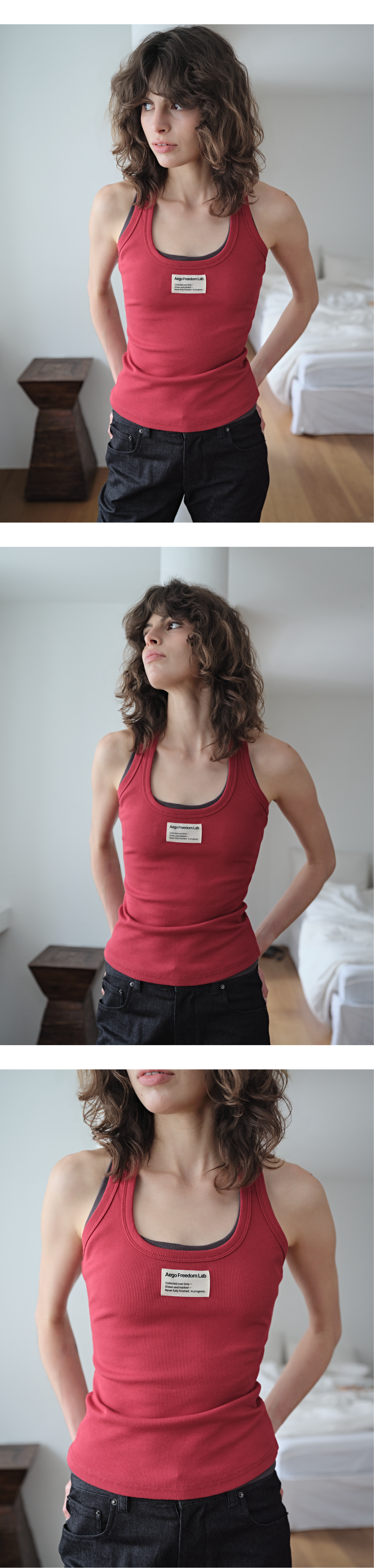 Canvas mini tag rib tank top_red