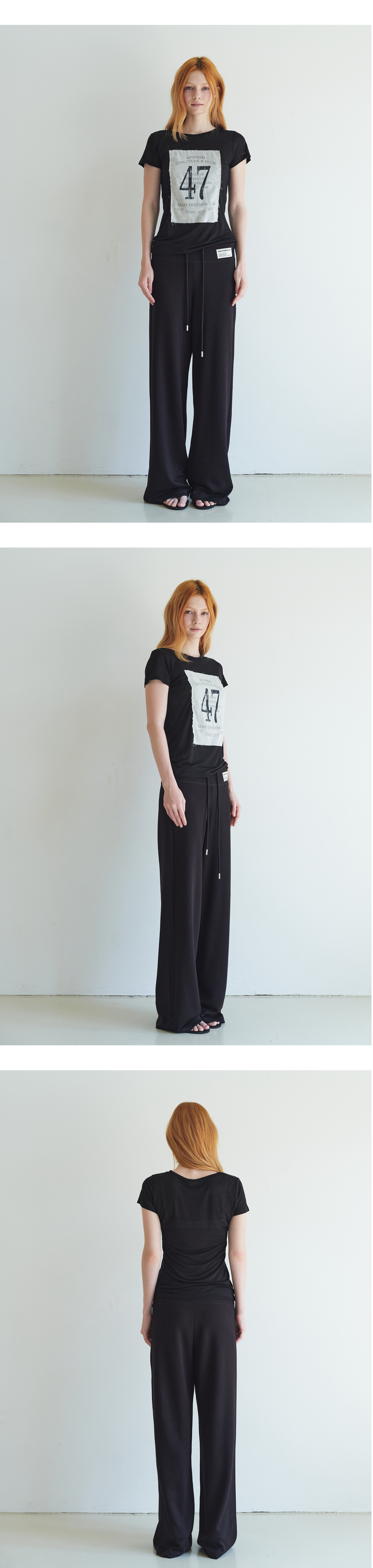 Sheer gauze patch graphic T_black