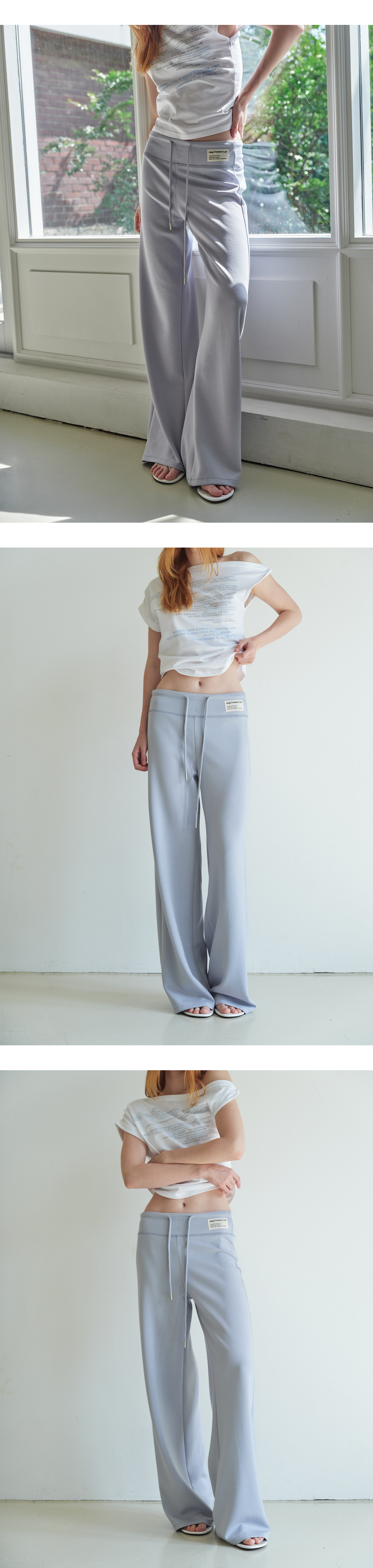 Canvas mini tag straight sweatpants_powder blue