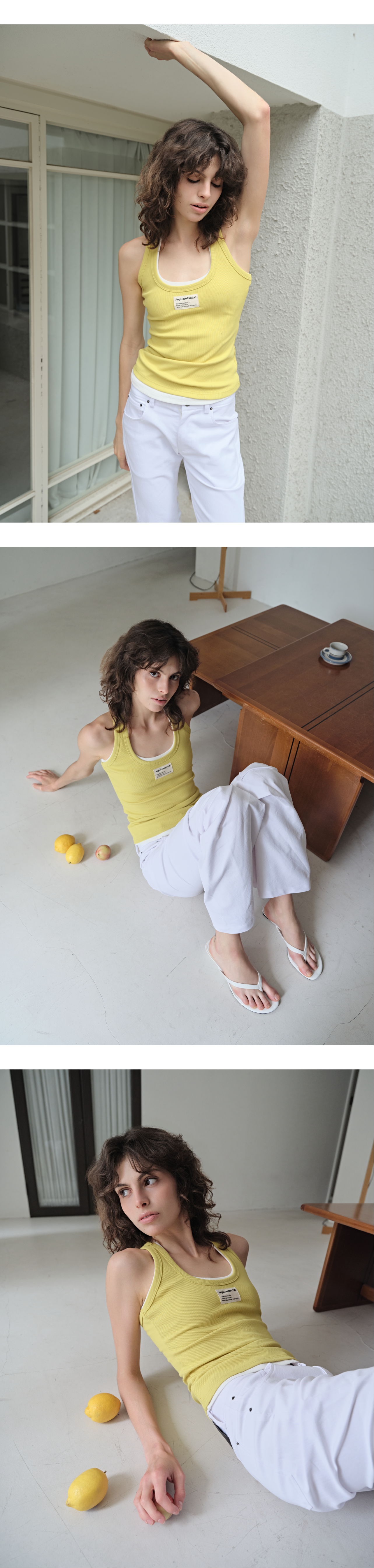 Canvas mini tag rib tank top_mustard yellow