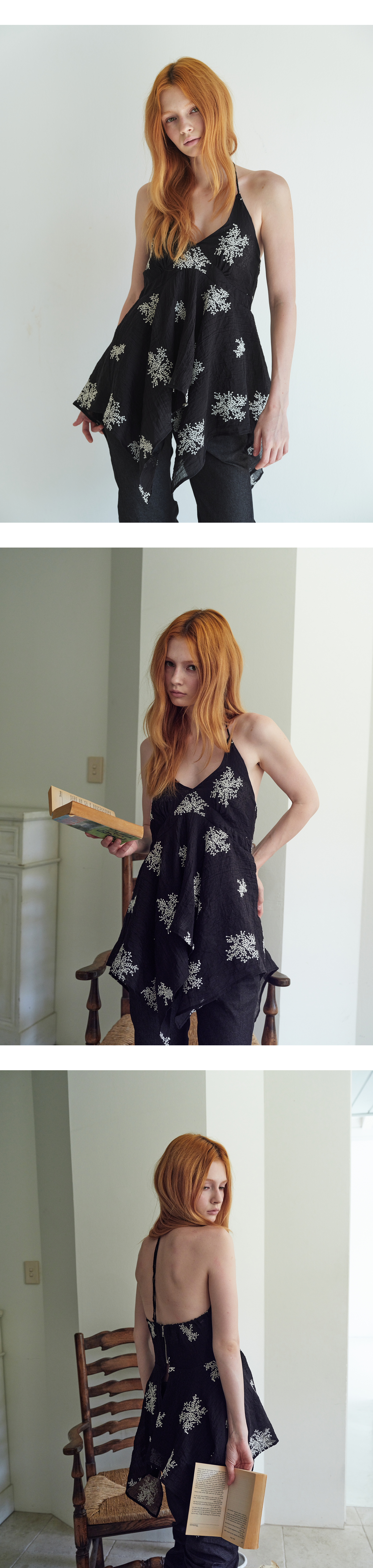 Floral halter blouse_black