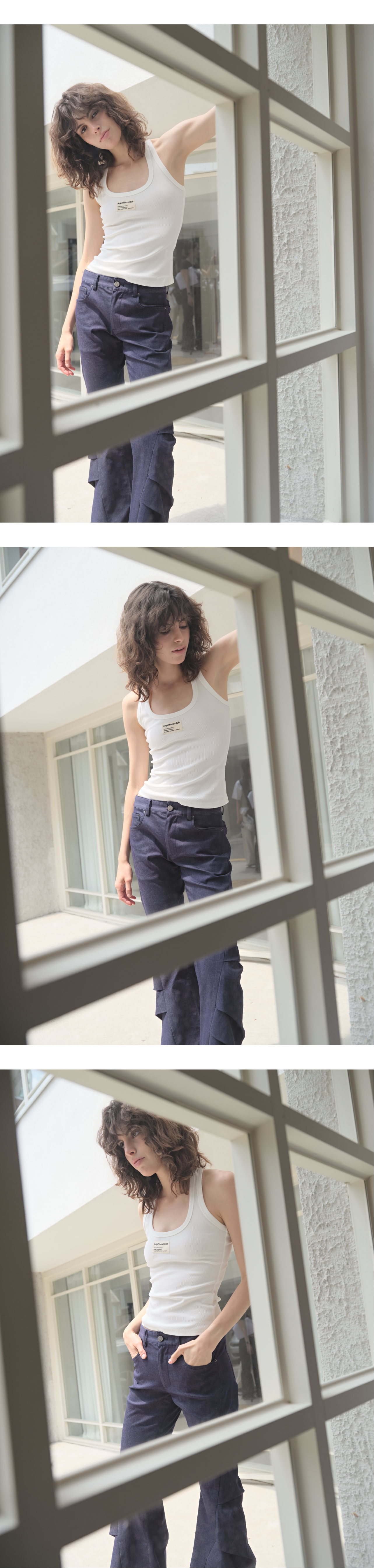 Canvas mini tag rib tank top_white