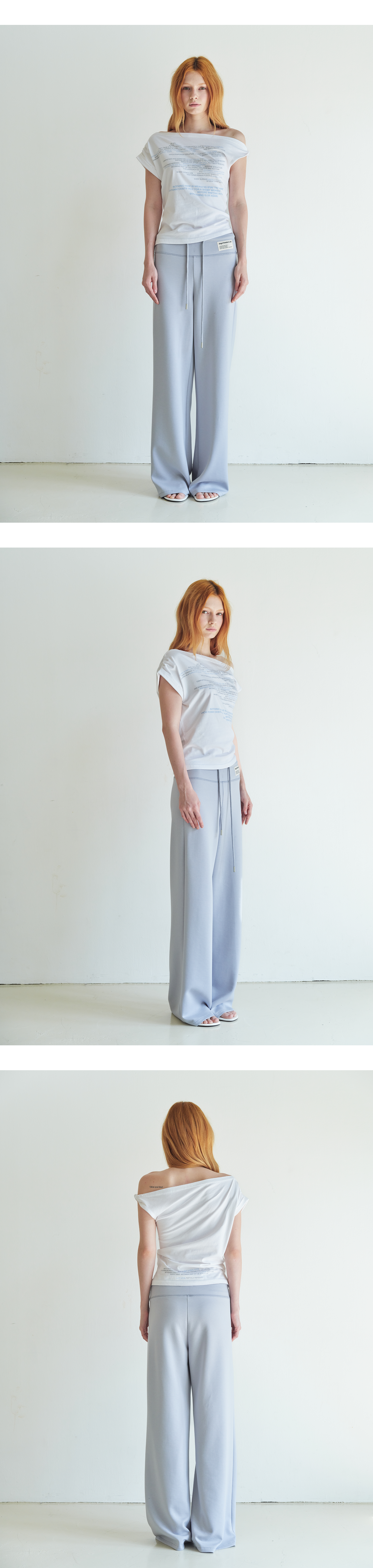 Canvas mini tag straight sweatpants_powder blue