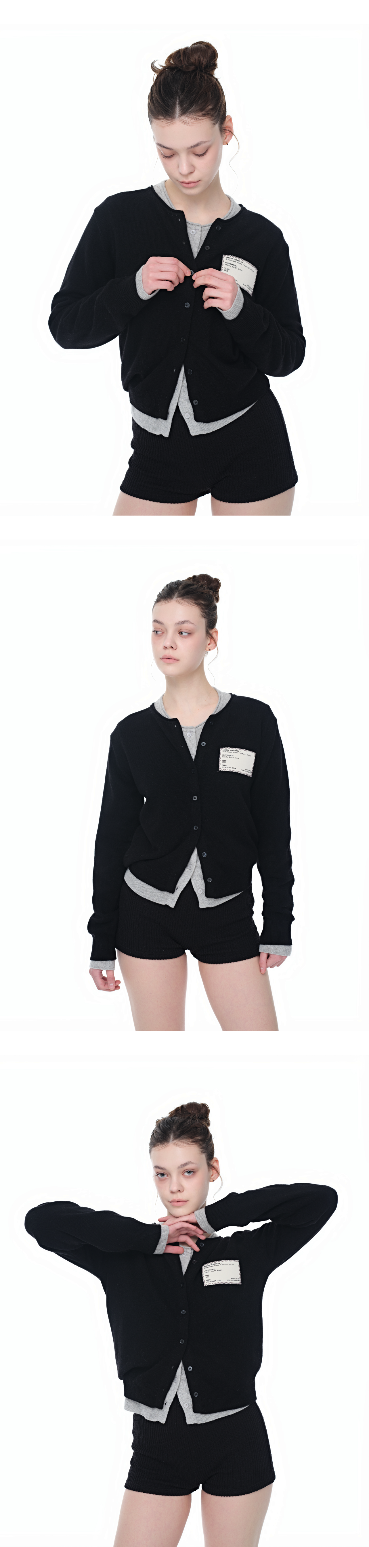 [4rd Re-order] Canvas stitch tag cardigan_black