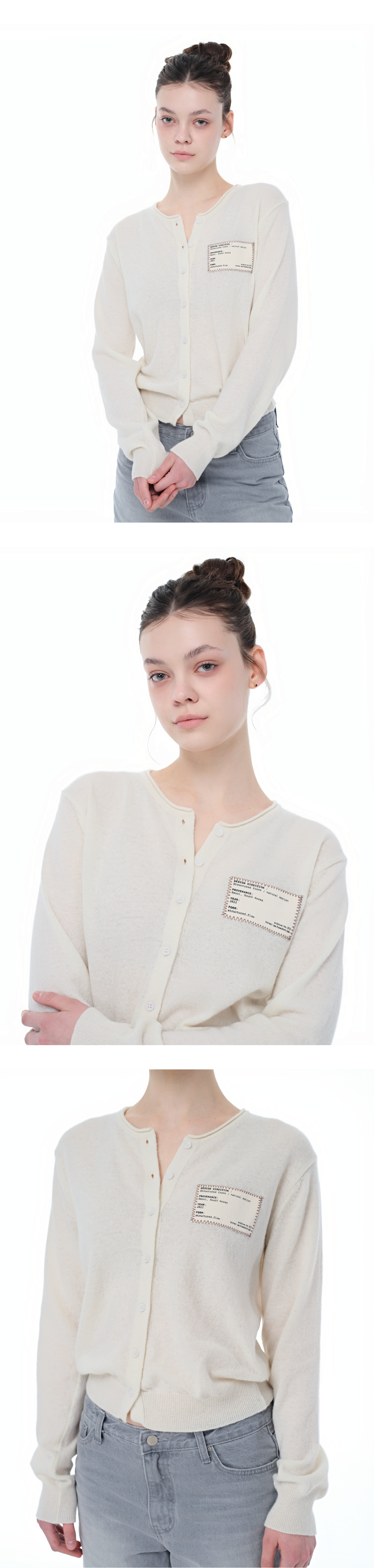 [5rd Re-order5] Canvas stitch tag cardigan_ivory