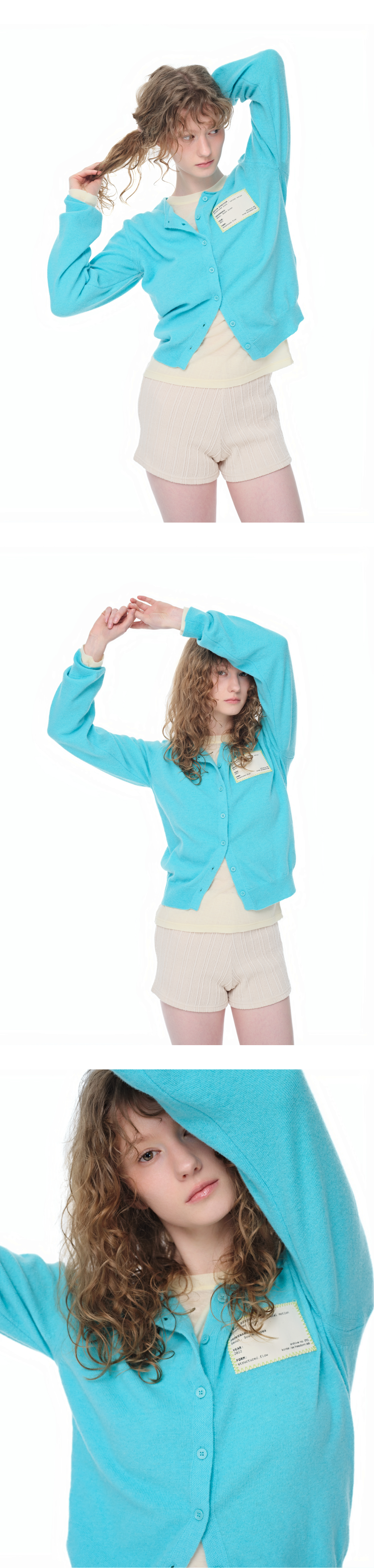 [4rd Re-order/ 4월 16일 출고] Canvas stitch tag cardigan_aqua blue