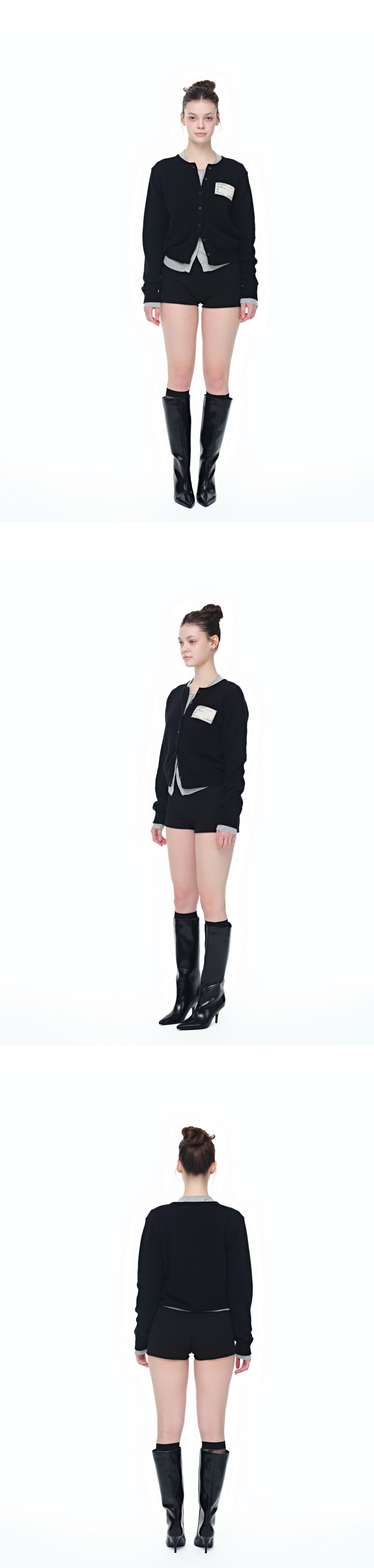 [4rd Re-order] Canvas stitch tag cardigan_black