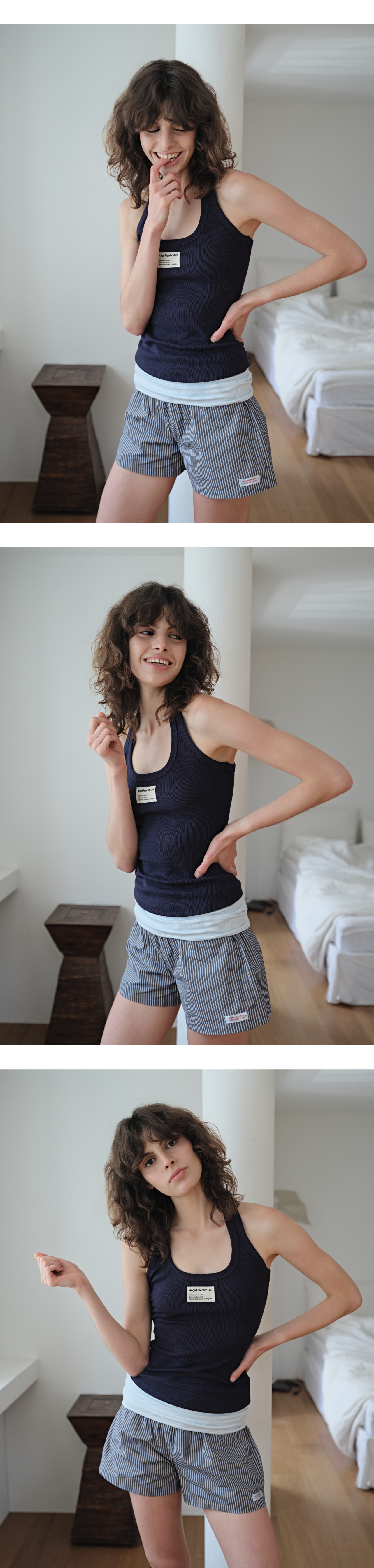 Canvas mini tag rib tank top_navy