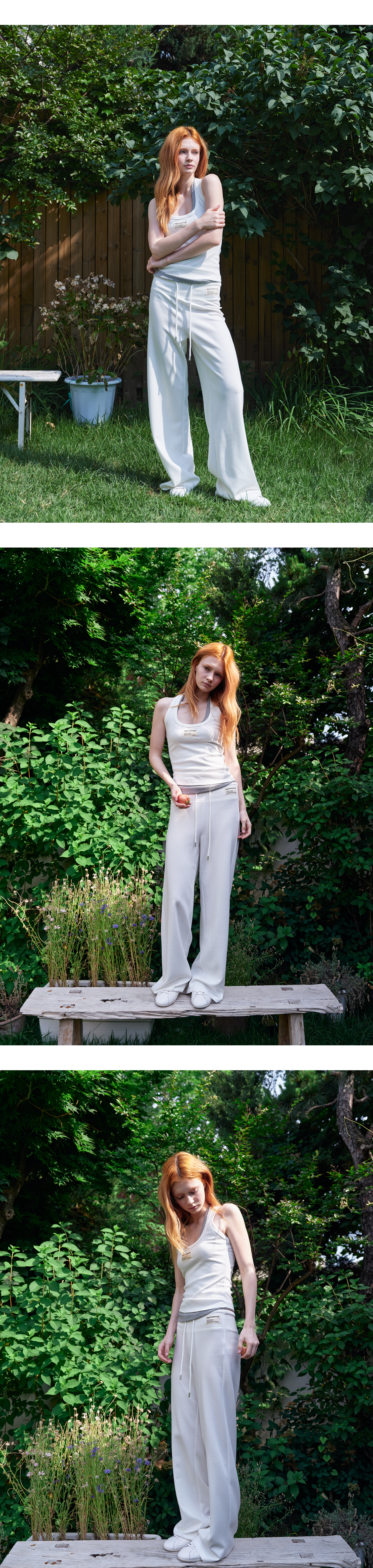 Canvas mini tag straight sweatpants_white